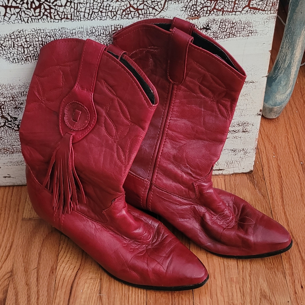 Red Leather Western Boots
